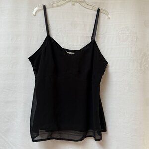 90s Y2K Vintage Express Cami Top Womens Small Black Chiffon Whimsy Sheer Fairy